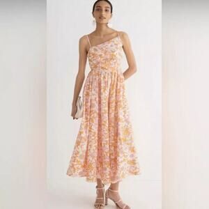 NWT J Crew Collection Side-Cutout Midi Dress Women's Size 16 Orange Floral BP897